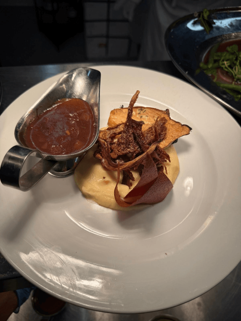 Dish with sauce boat